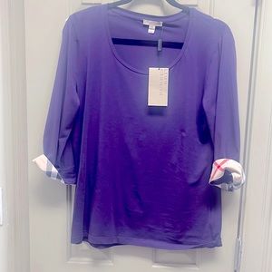 Authentic Burberry Brit Shirt Top Sz XL Womenswear Purple Eggplant NWT